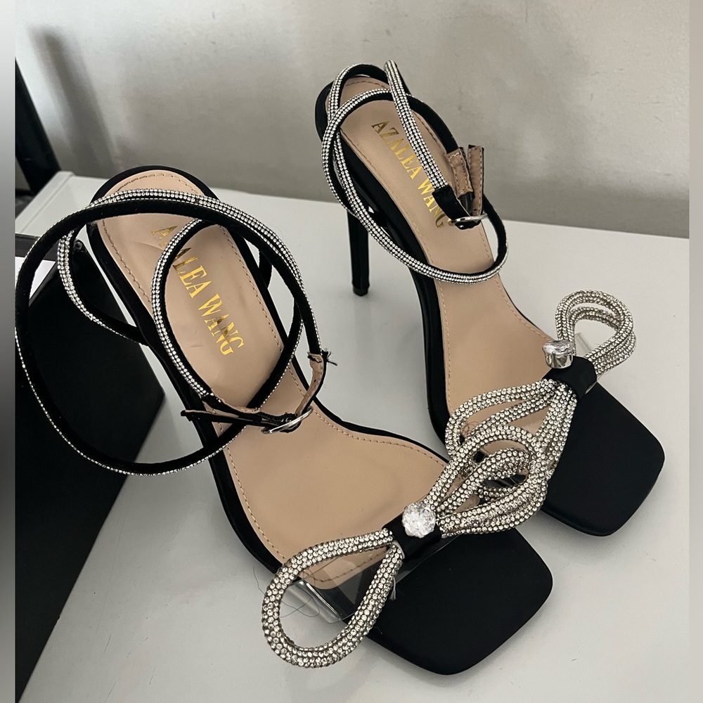 Azalea Wang black diamante heels